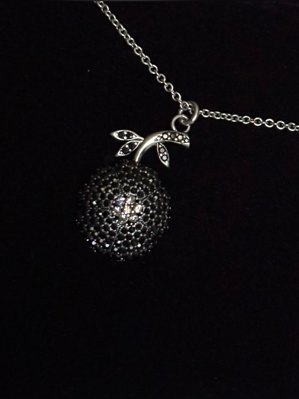 Coach Black Jet Flower Necklace Art Deco Jet Pave Crystals